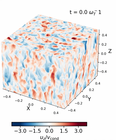 Vertical velocity at saturation of a 3D MTI simulation.